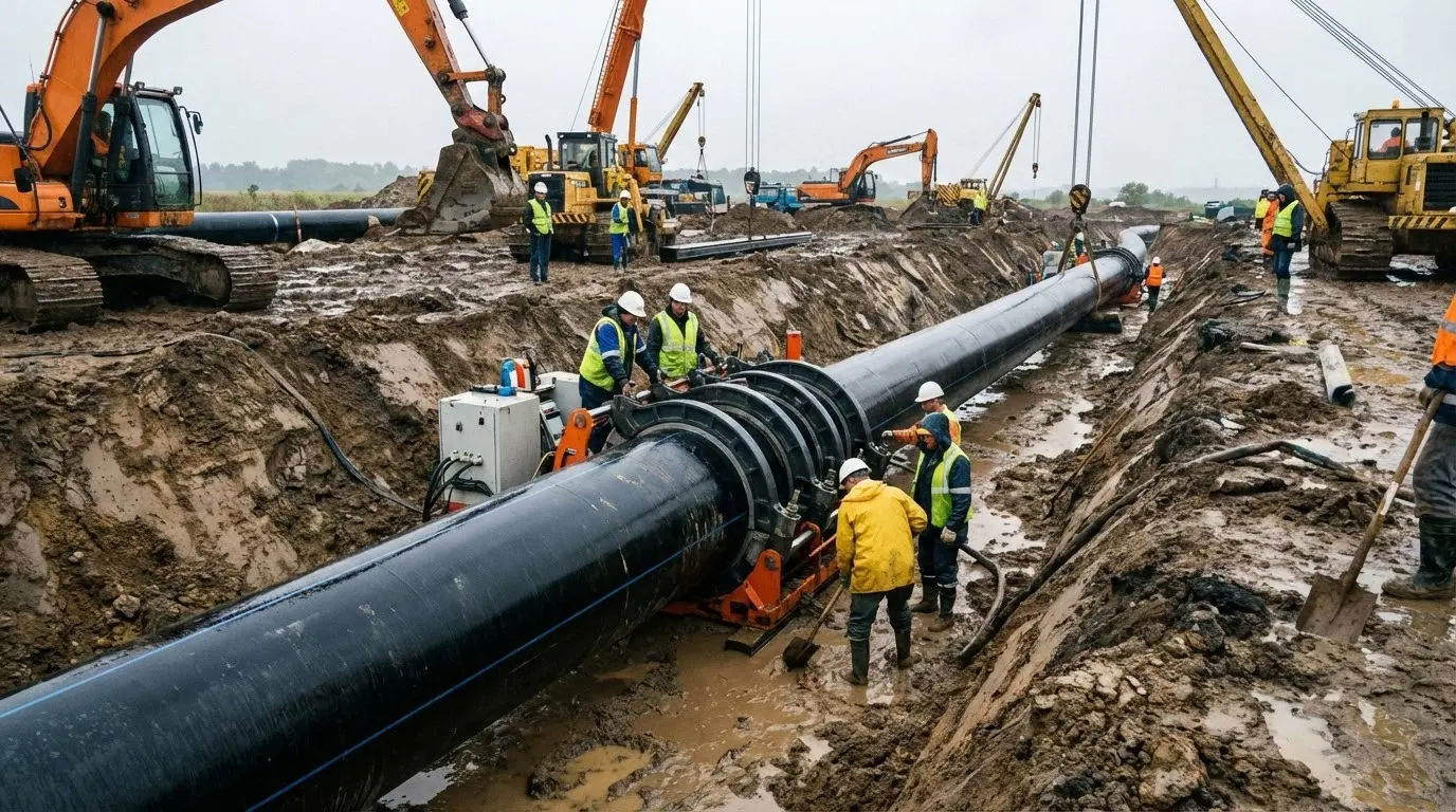 Butt fusion machines in trench operation