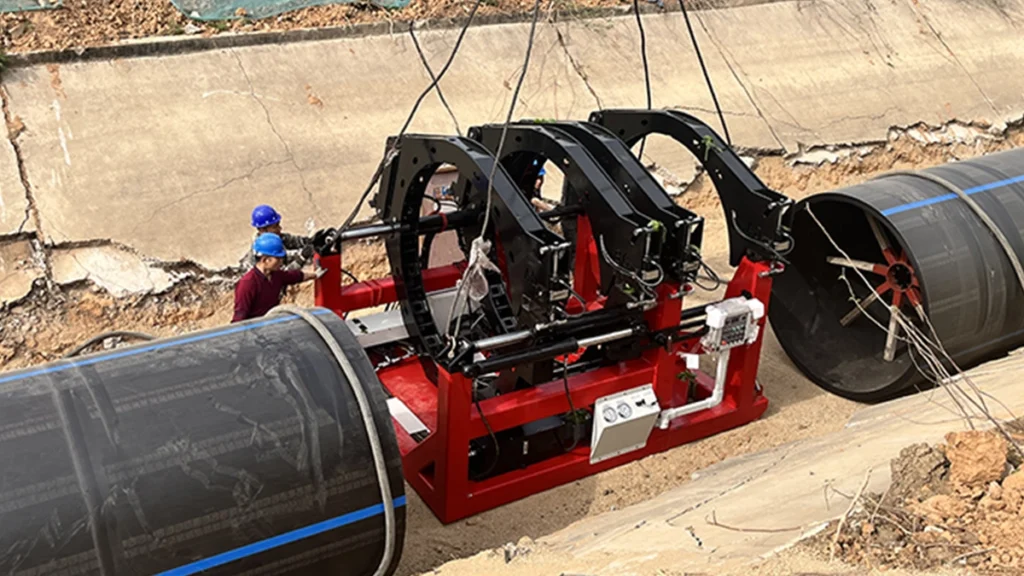 Large diameter hdpe pipe butt fusion machine operation