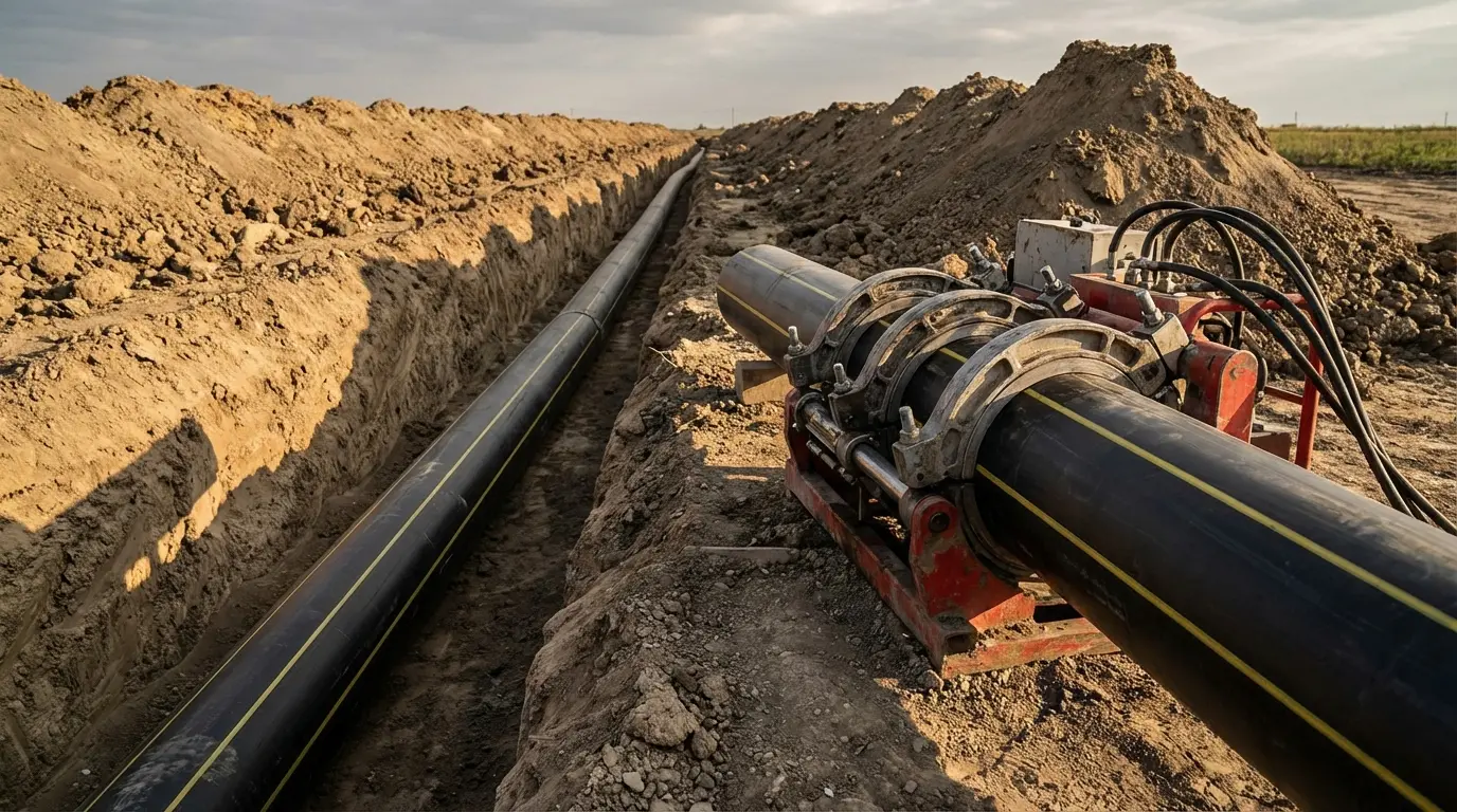 municipal gas pipeline welding site